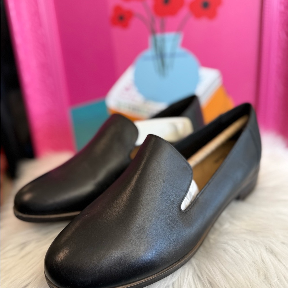 Clarks Black Classic Leather Flats